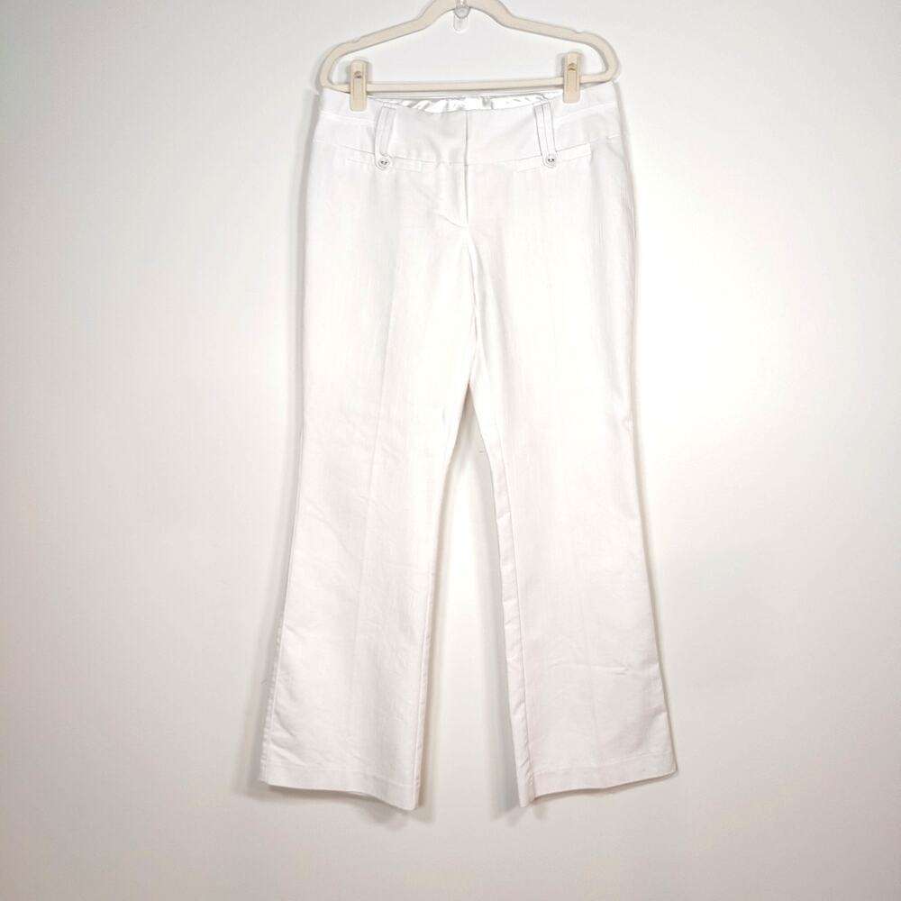 Flare Leg Pants Low Mid Rise White Y2K Ankle 11/12